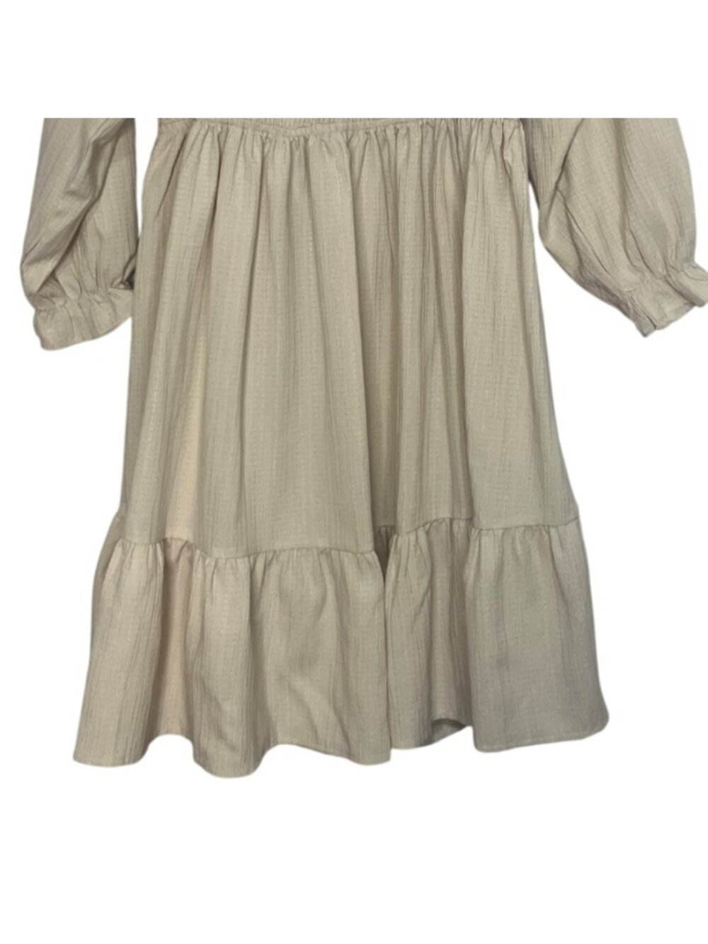Cicidudu Long Sleeve Tiered Midi Dress 1XL Beige New WOT Cottage Core Boho - Picture 4 of 7
